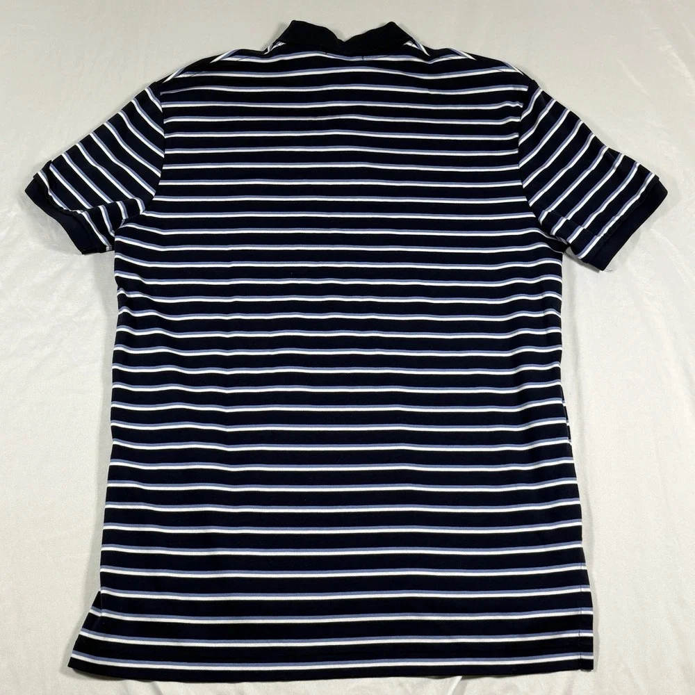 Polo Ralph Lauren Men Shirt Large Pima Soft Touch Preppy Horse Logo Striped Blue - Picture 4 of 9